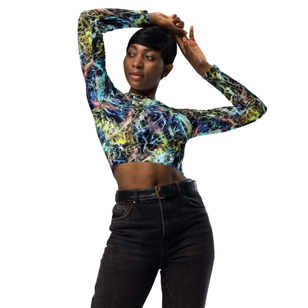 Chromatic Tempest on Long Sleeve Crop Top — Front