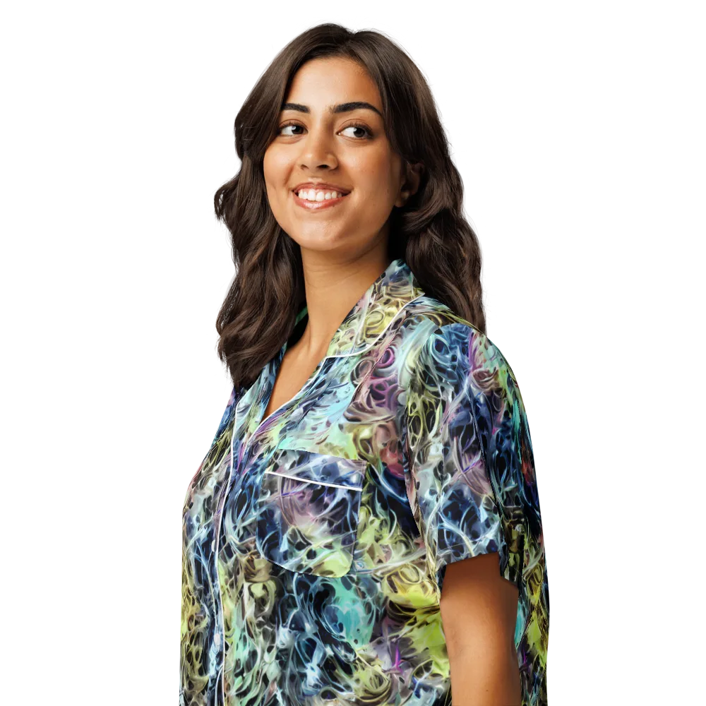 Chromatic Tempest on Women's Short Sleeve Pajama Top — Left Front