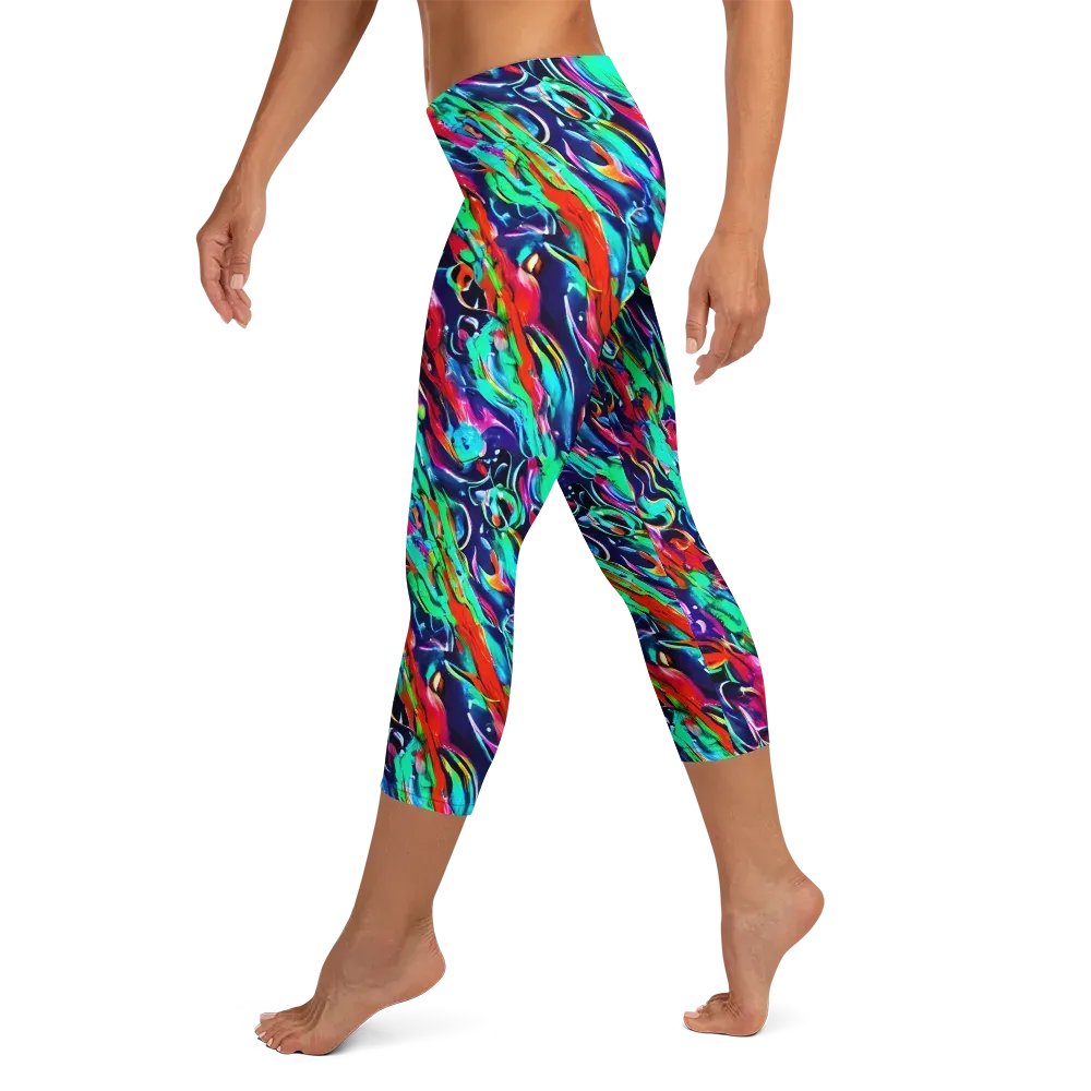 Afterglow Frenzy on Capri Leggings — Left