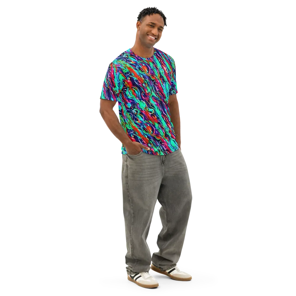 Afterglow Frenzy on Men's Cotton Crew Neck T-Shirt — Right Front