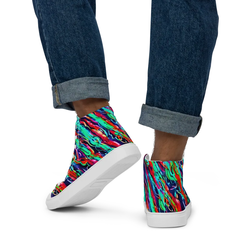 Afterglow Frenzy on Men's High Top Canvas Shoes — Back