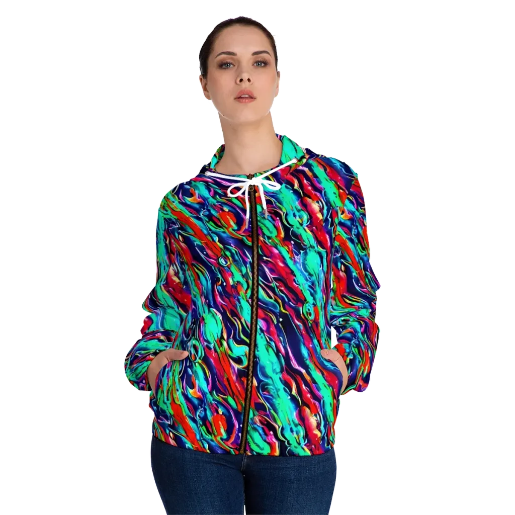 Afterglow Frenzy on Women's Full-Zip Hoodie — Front On Person