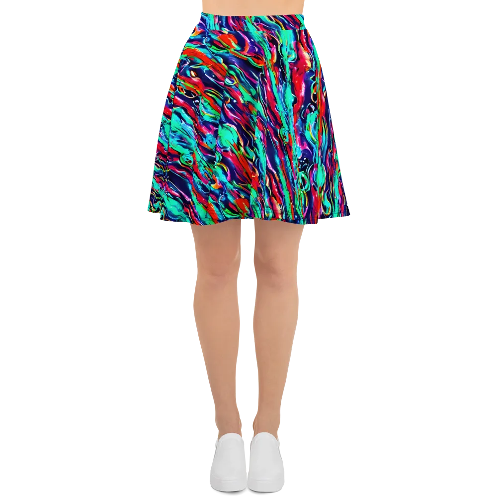 Afterglow Frenzy on Skater Skirt — Front