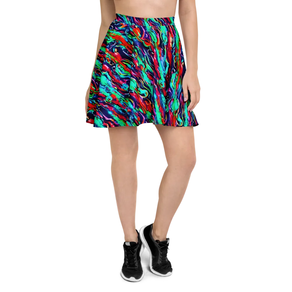 Afterglow Frenzy on Skater Skirt — Front