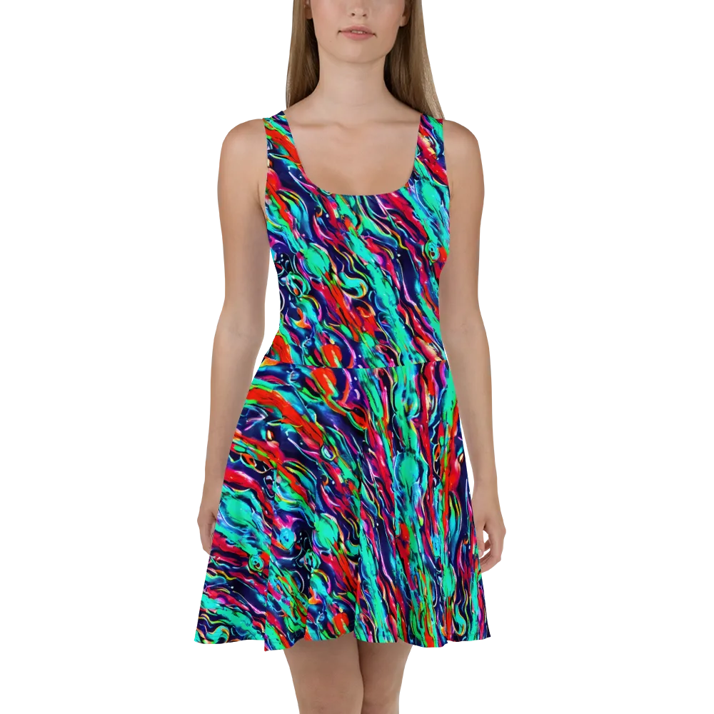 Afterglow Frenzy on Skater Dress — Front