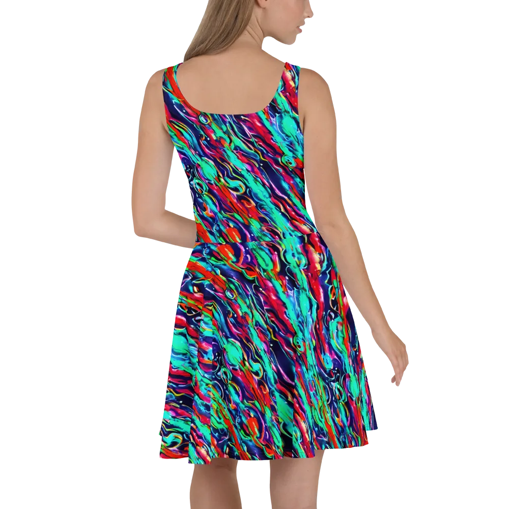 Afterglow Frenzy on Skater Dress — Back