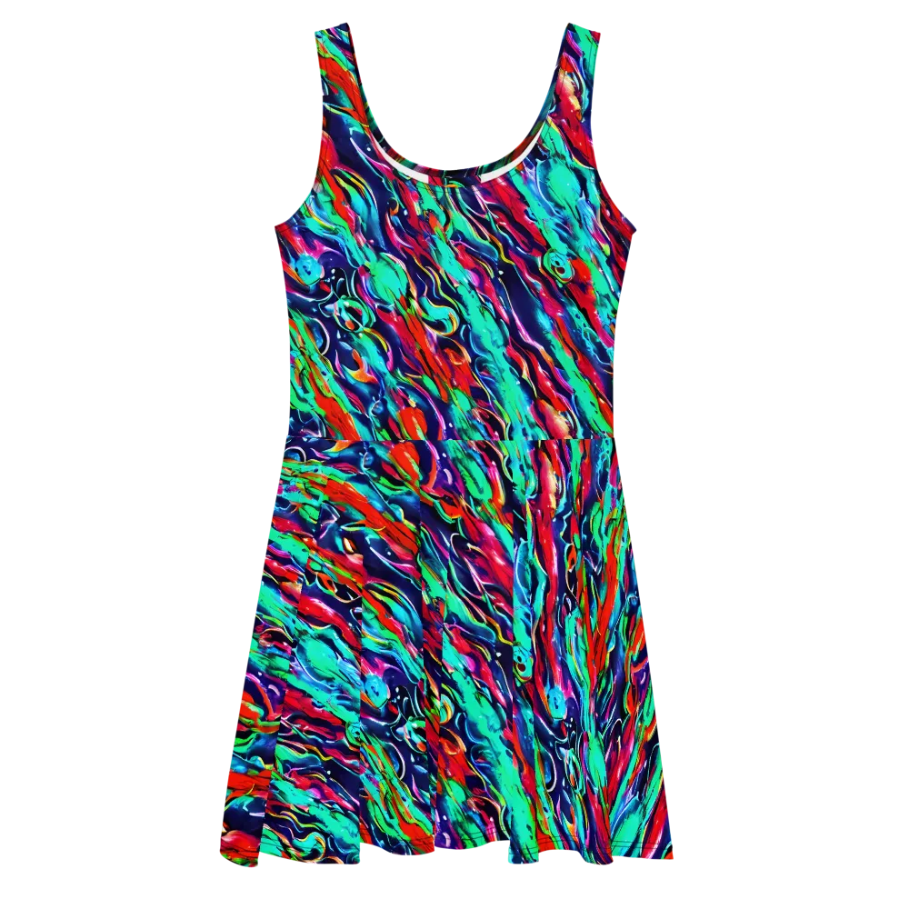 Afterglow Frenzy on Skater Dress — Front