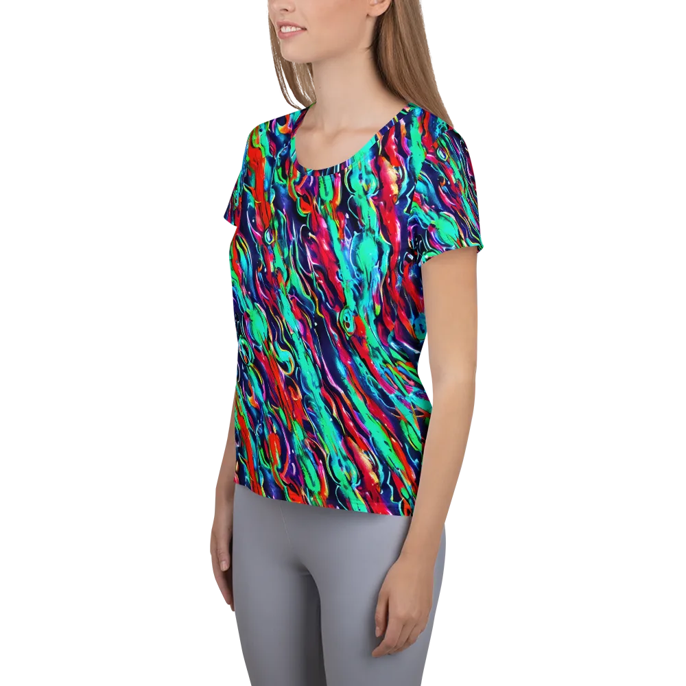 Afterglow Frenzy on Women's Athletic T-Shirt — Left