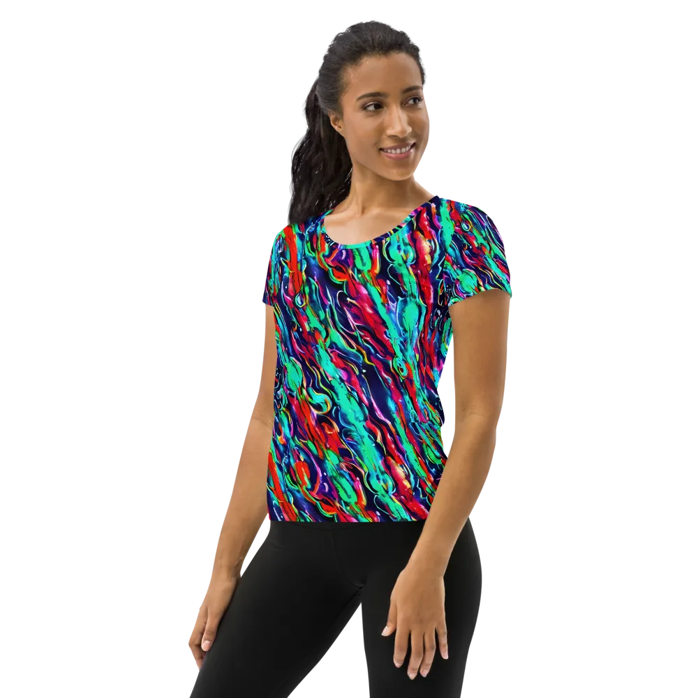 Afterglow Frenzy on Women's Athletic T-Shirt — Left