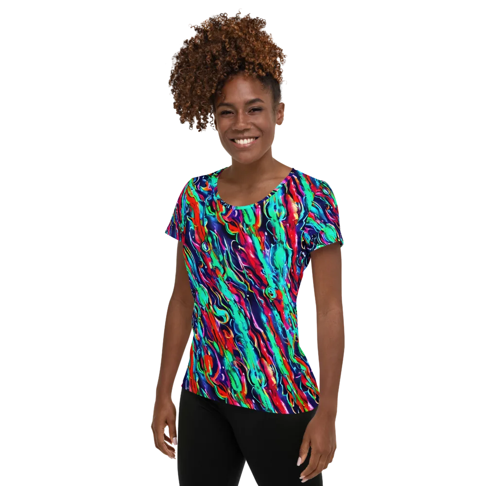 Afterglow Frenzy on Women's Athletic T-Shirt — Left