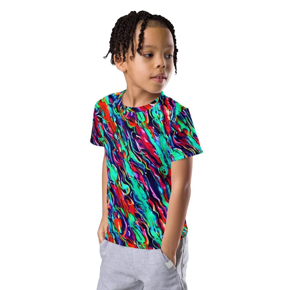 Afterglow Frenzy on Kids Crew Neck T-Shirt — Left Front