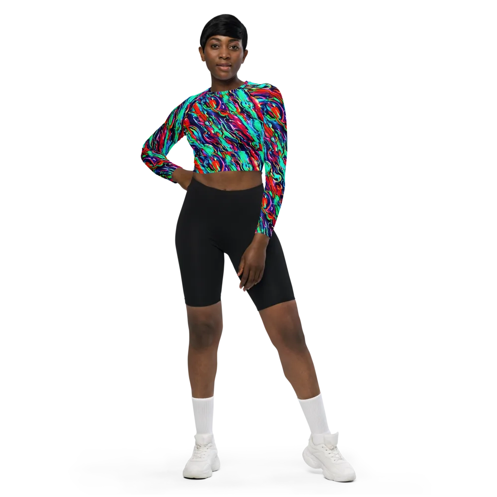 Afterglow Frenzy on Long Sleeve Crop Top — Front