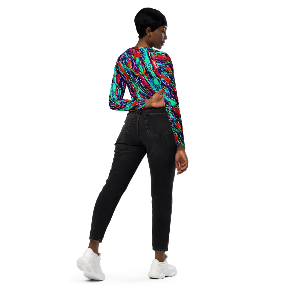 Afterglow Frenzy on Long Sleeve Crop Top — Right Back