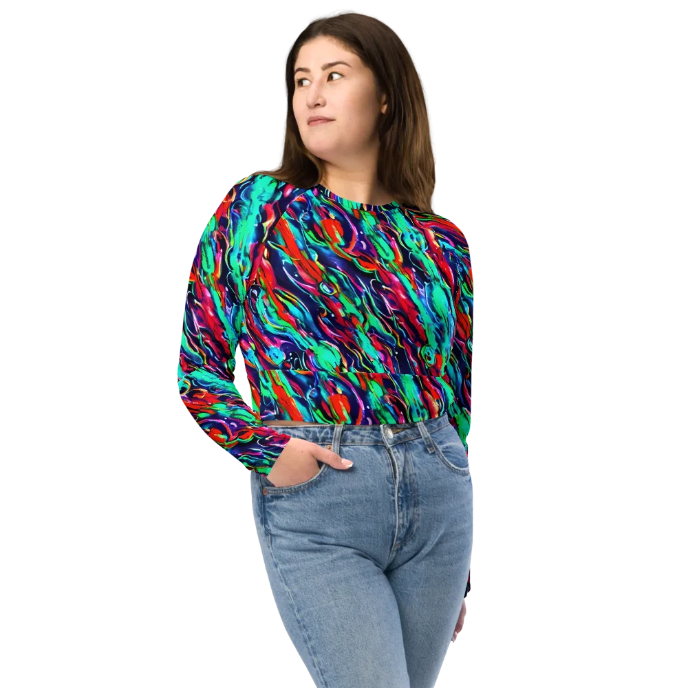 Afterglow Frenzy on Long Sleeve Crop Top — Front