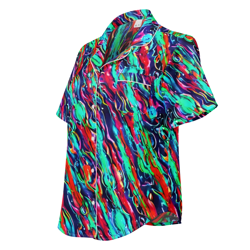 Afterglow Frenzy on Women's Short Sleeve Pajama Top — Left Front
