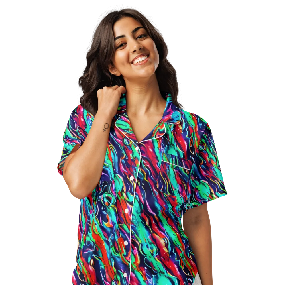 Afterglow Frenzy on Women's Short Sleeve Pajama Top — Front