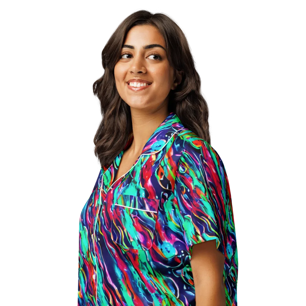 Afterglow Frenzy on Women's Short Sleeve Pajama Top — Left Front