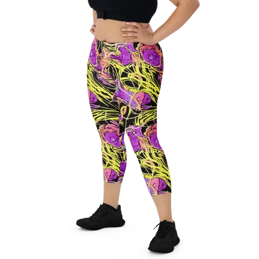 Midnight Tropics on a Capri Leggings
