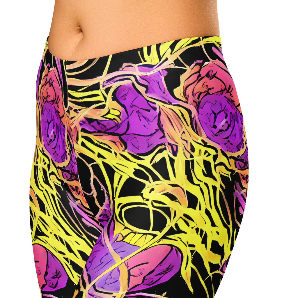 Midnight Tropics on Capri Leggings — Zoomed-in