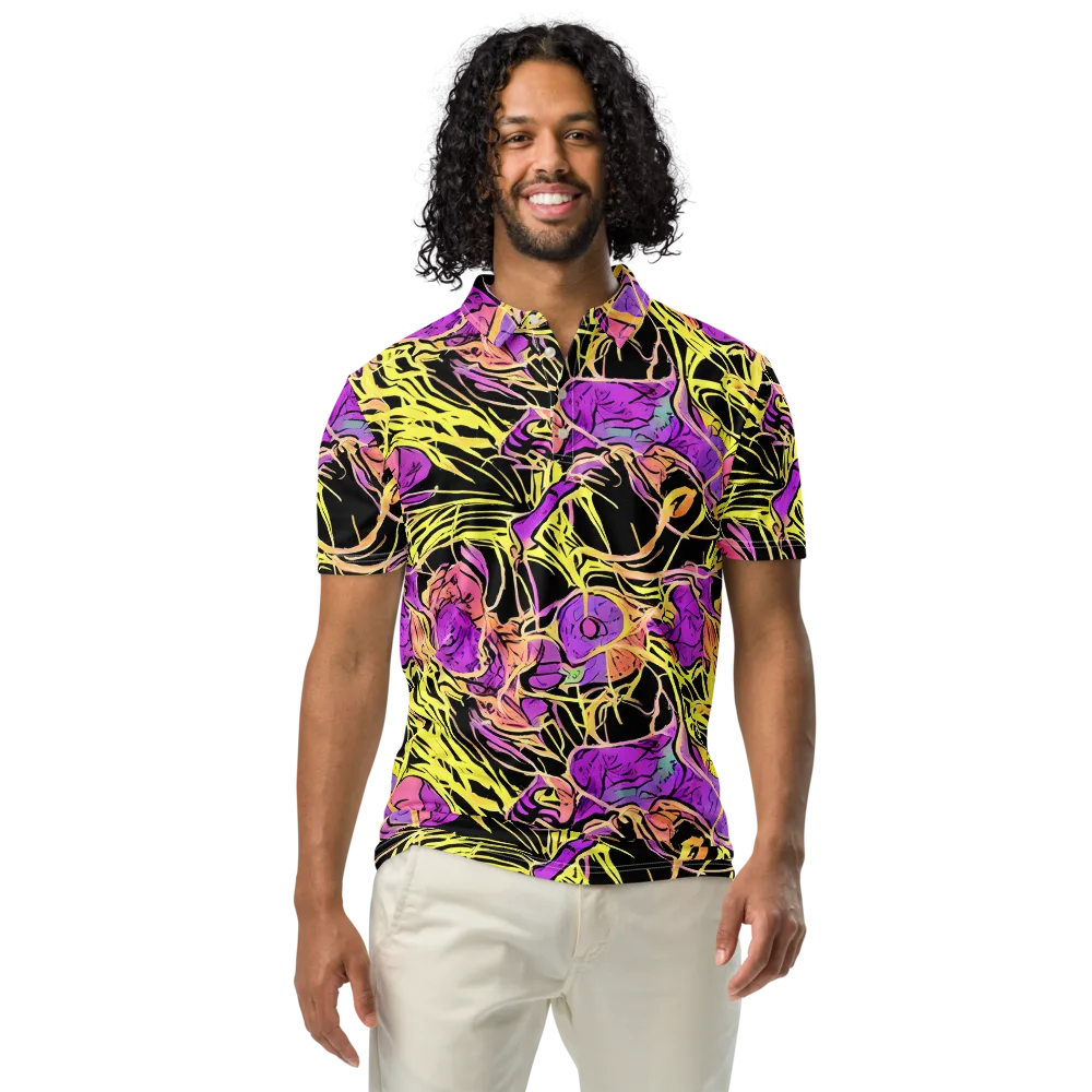 Midnight Tropics on Men's Slim Fit Polo Shirt — Front