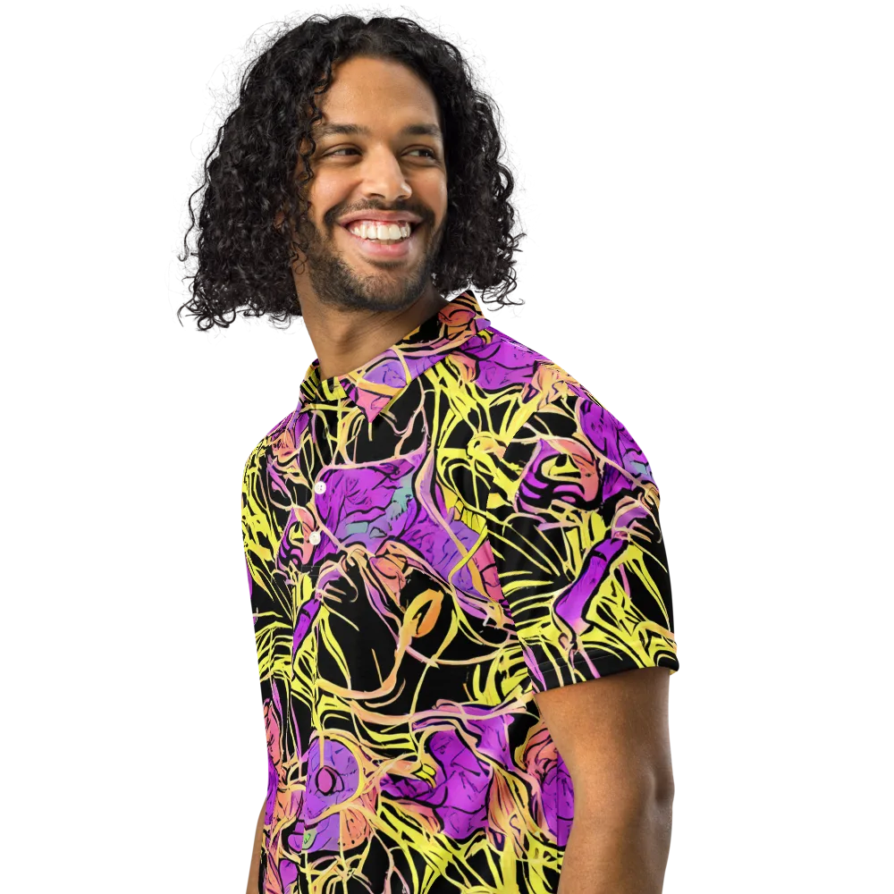 Midnight Tropics on Men's Slim Fit Polo Shirt — Left Front