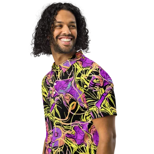 Midnight Tropics on a Men's Slim Fit Polo Shirt