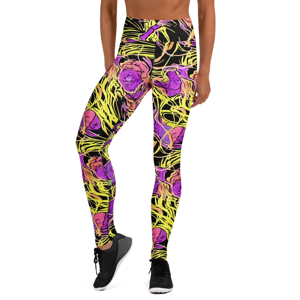 Midnight Tropics on Yoga Leggings — Front