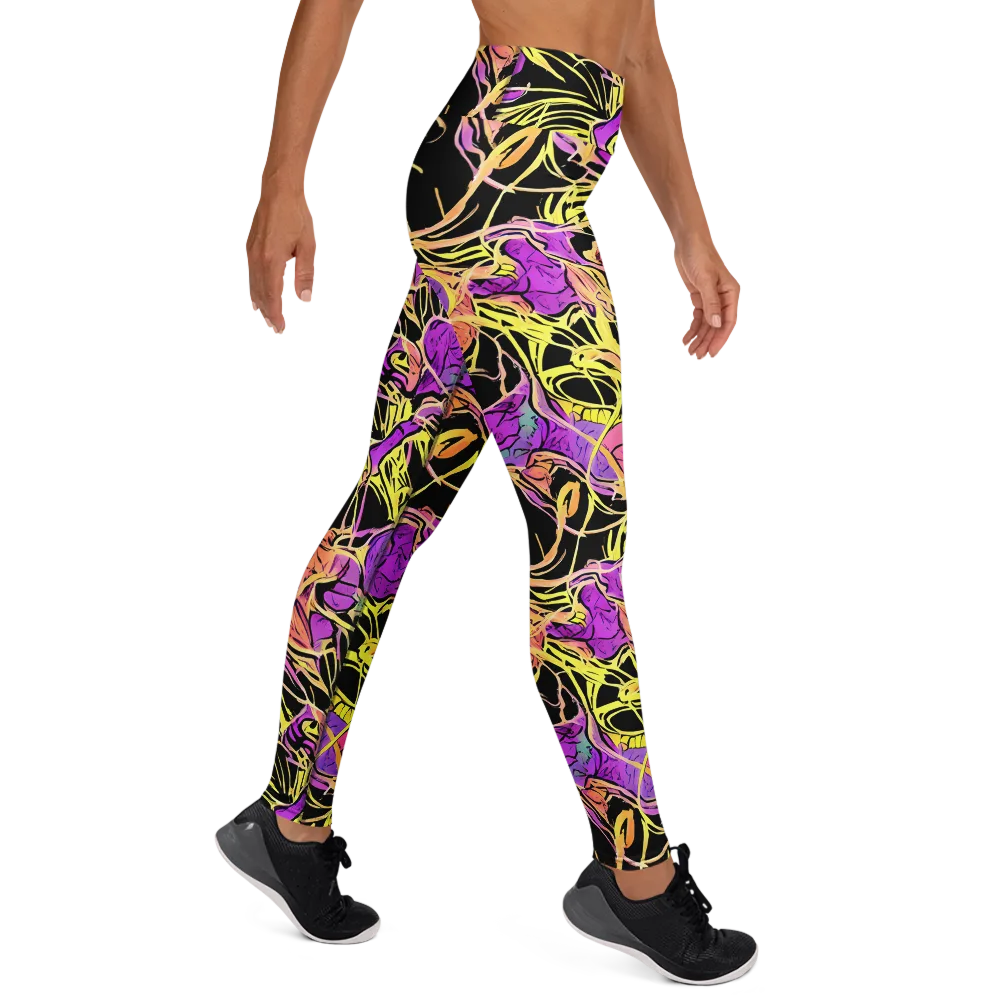 Midnight Tropics on Yoga Leggings — Right