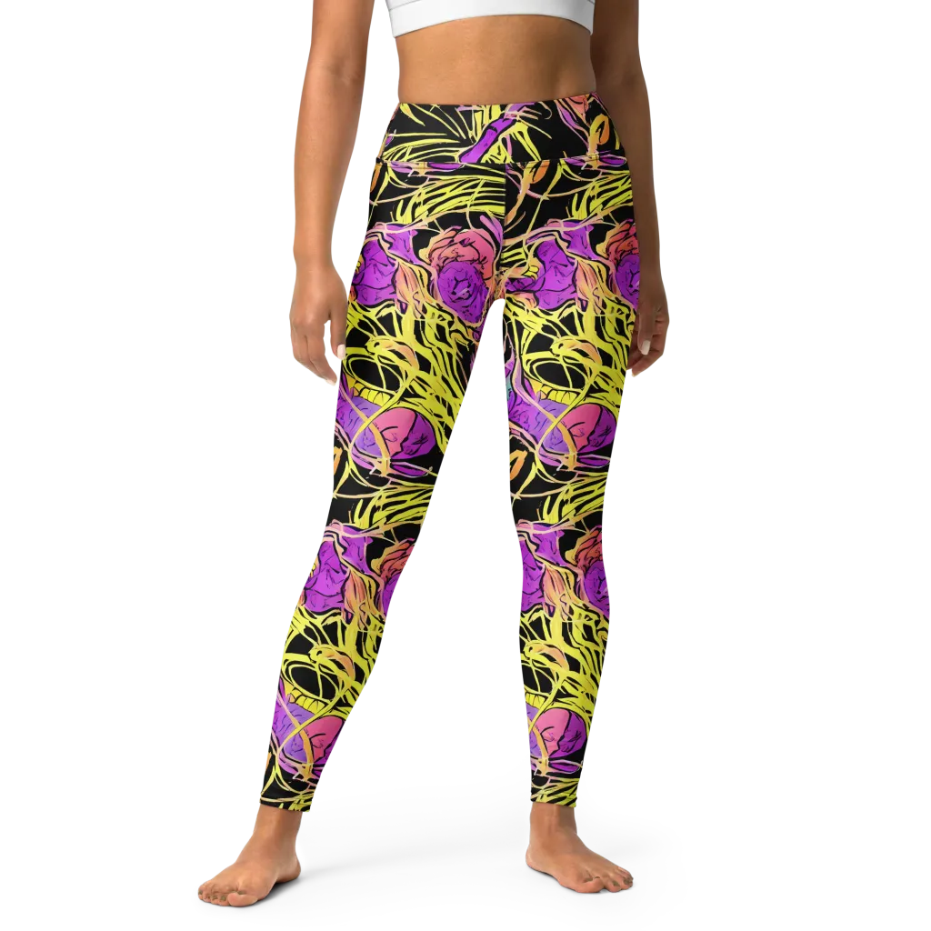 Midnight Tropics on Yoga Leggings — Front