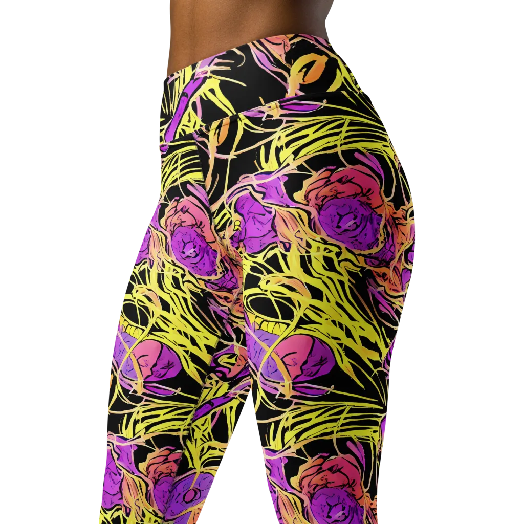 Midnight Tropics on Yoga Leggings — Left Front