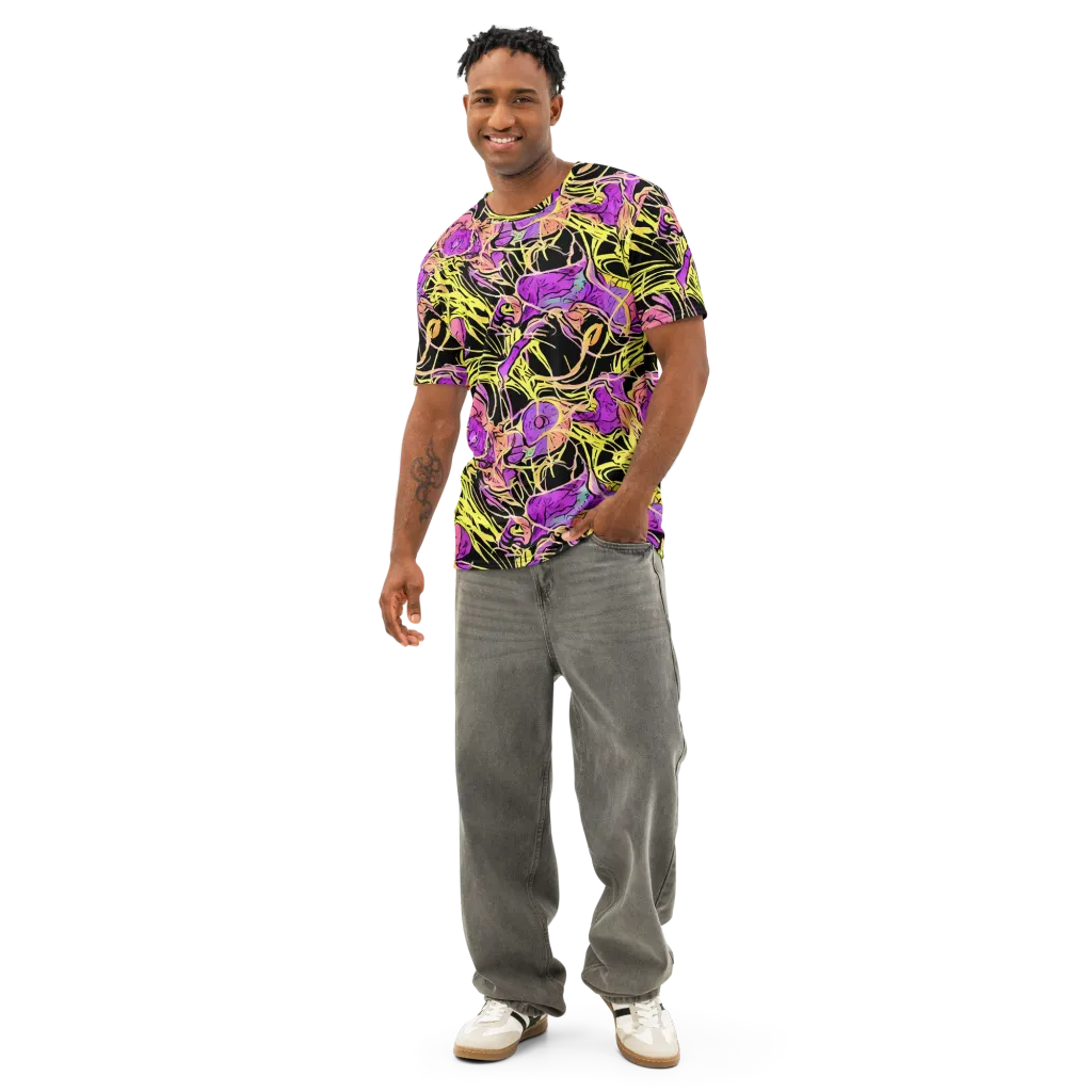Midnight Tropics on Men's Cotton Crew Neck T-Shirt — Front