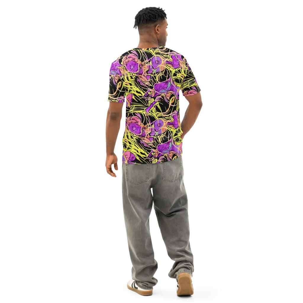 Midnight Tropics on Men's Cotton Crew Neck T-Shirt — Back