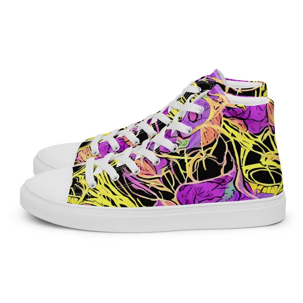Midnight Tropics on Men's High Top Canvas Shoes — Left