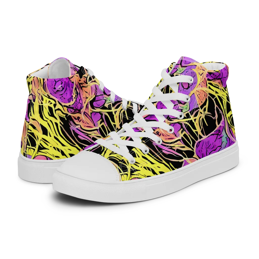 Midnight Tropics on Men's High Top Canvas Shoes — Left