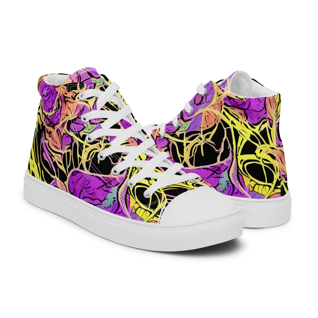 Midnight Tropics on Men's High Top Canvas Shoes — Right