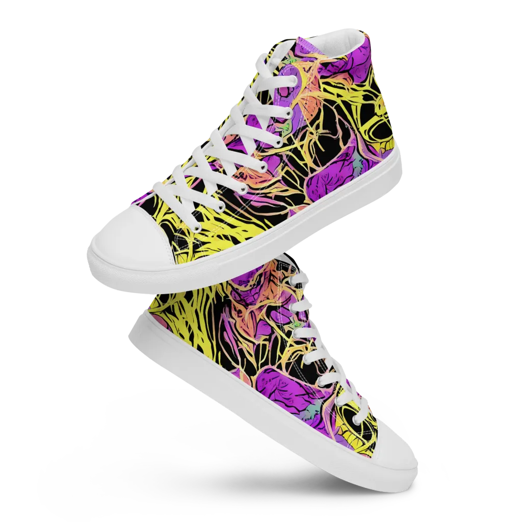 Midnight Tropics on Men's High Top Canvas Shoes — Front