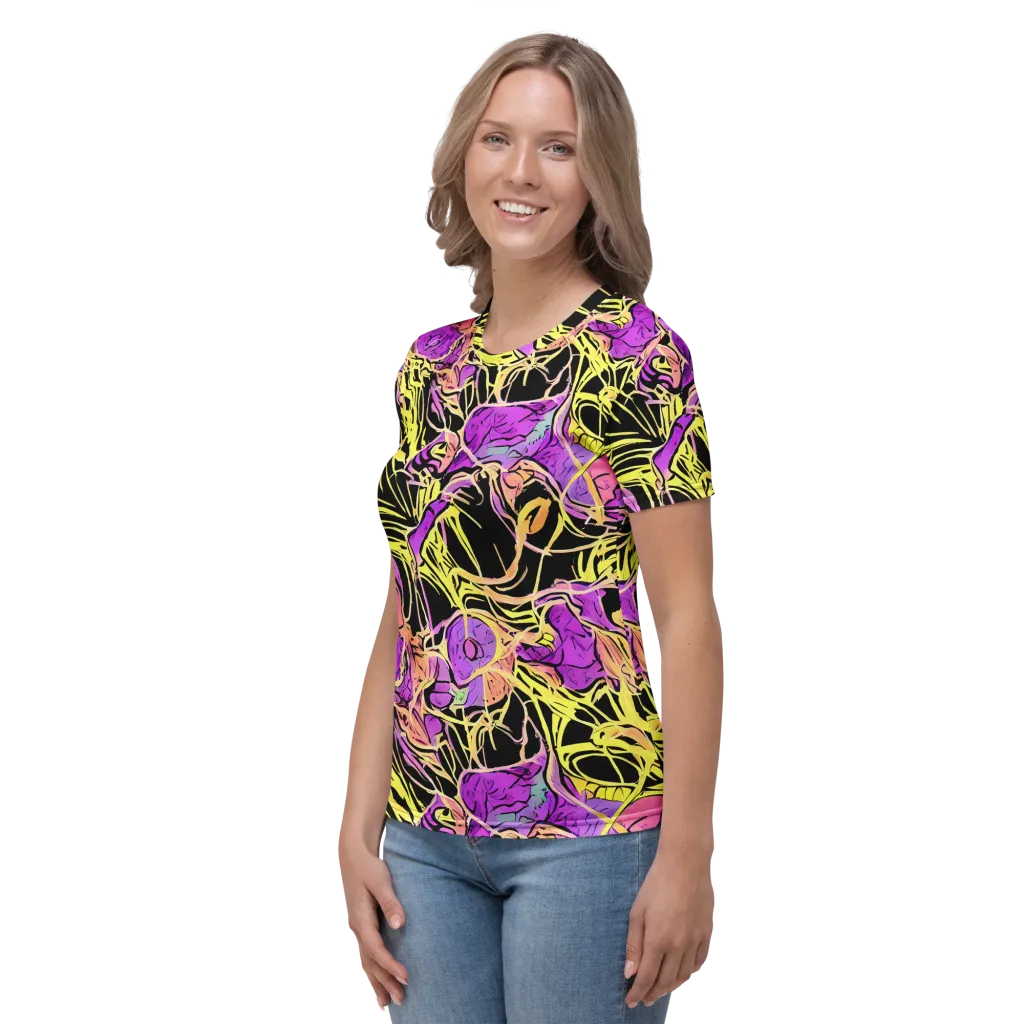Midnight Tropics on Women's Crew Neck T-Shirt — Left