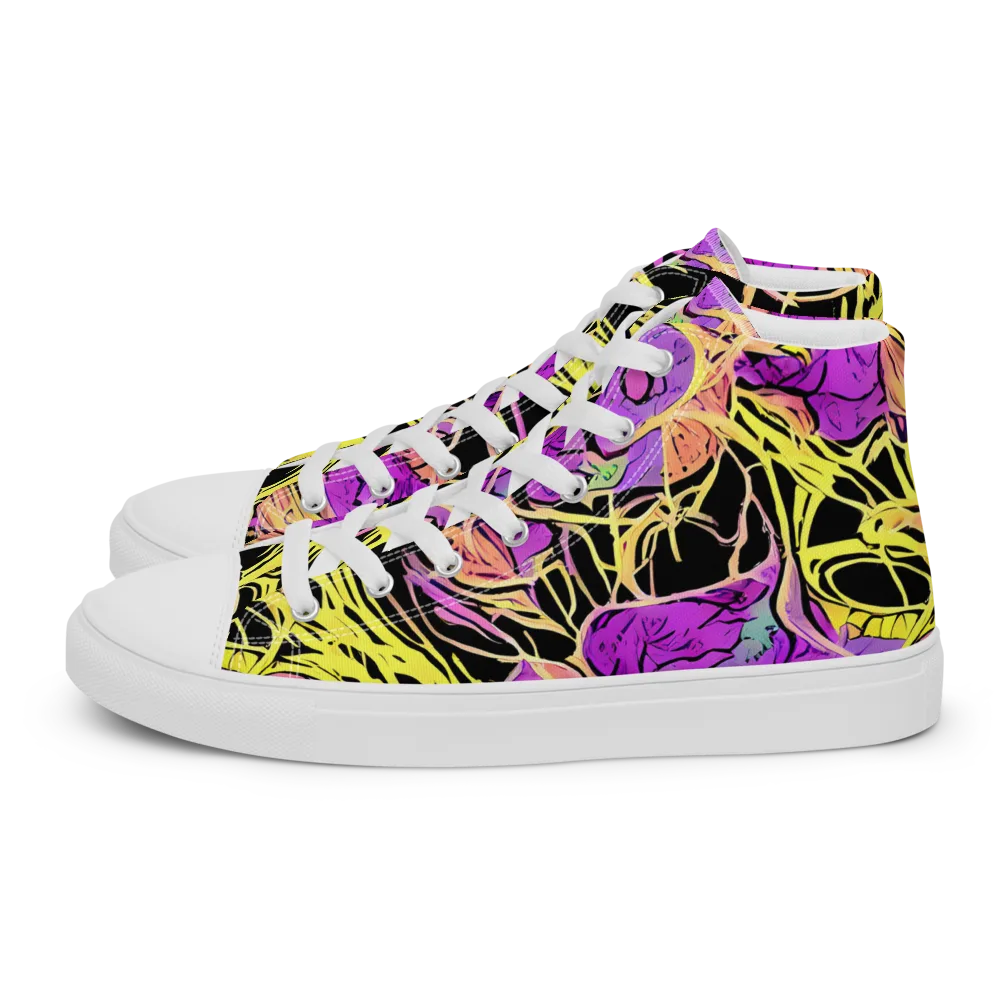 Midnight Tropics on Women's High Top Canvas Shoes — Left