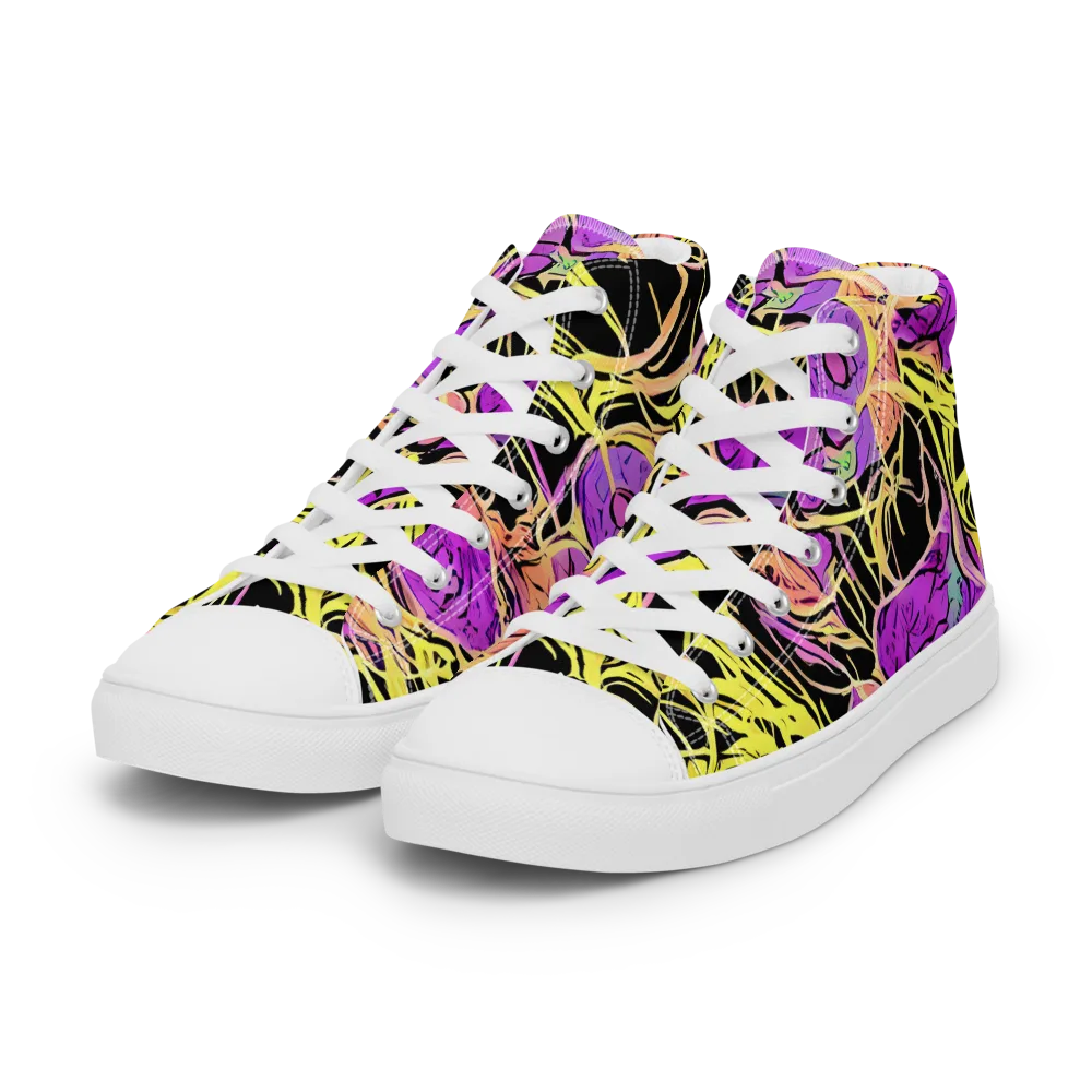 Midnight Tropics on Women's High Top Canvas Shoes — Left Front