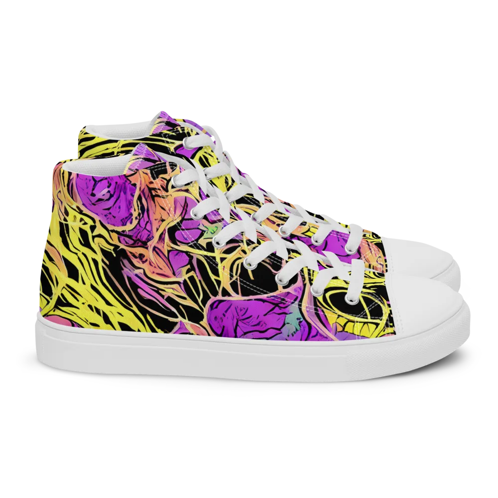 Midnight Tropics on Women's High Top Canvas Shoes — Right