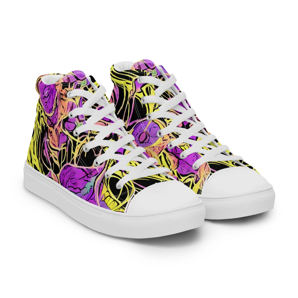Midnight Tropics on Women's High Top Canvas Shoes — Right Front