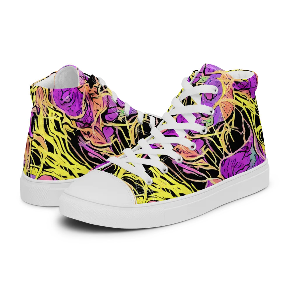 Midnight Tropics on Women's High Top Canvas Shoes — Left