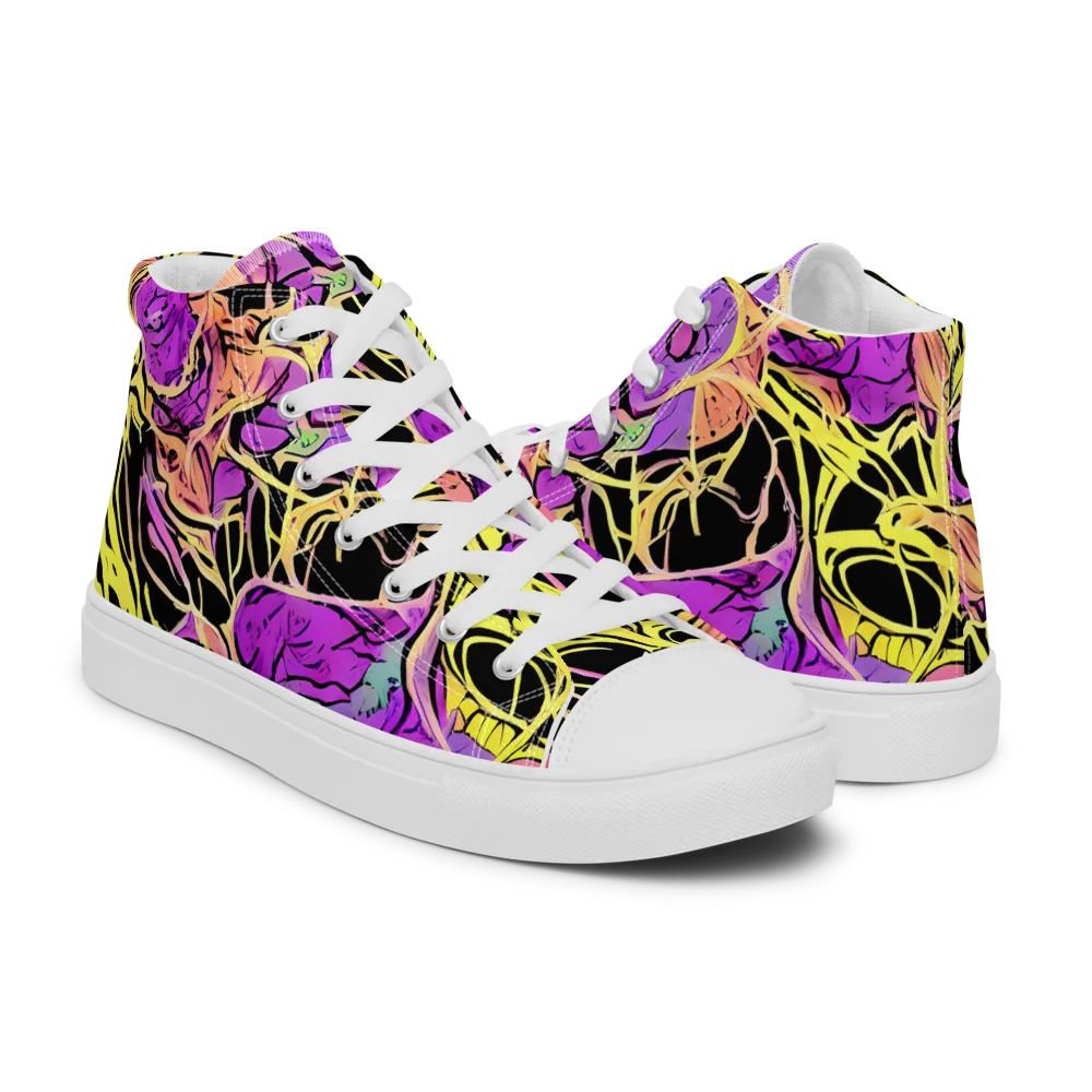 Midnight Tropics on Women's High Top Canvas Shoes — Right