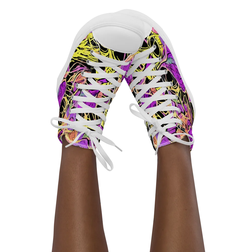 Midnight Tropics on Women's High Top Canvas Shoes — Front