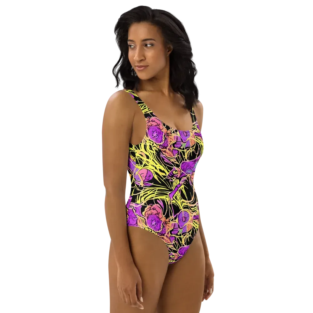 Midnight Tropics on One-Piece Swimsuit — Right