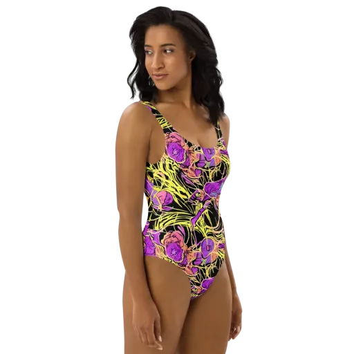 Midnight Tropics on a One-Piece Swimsuit
