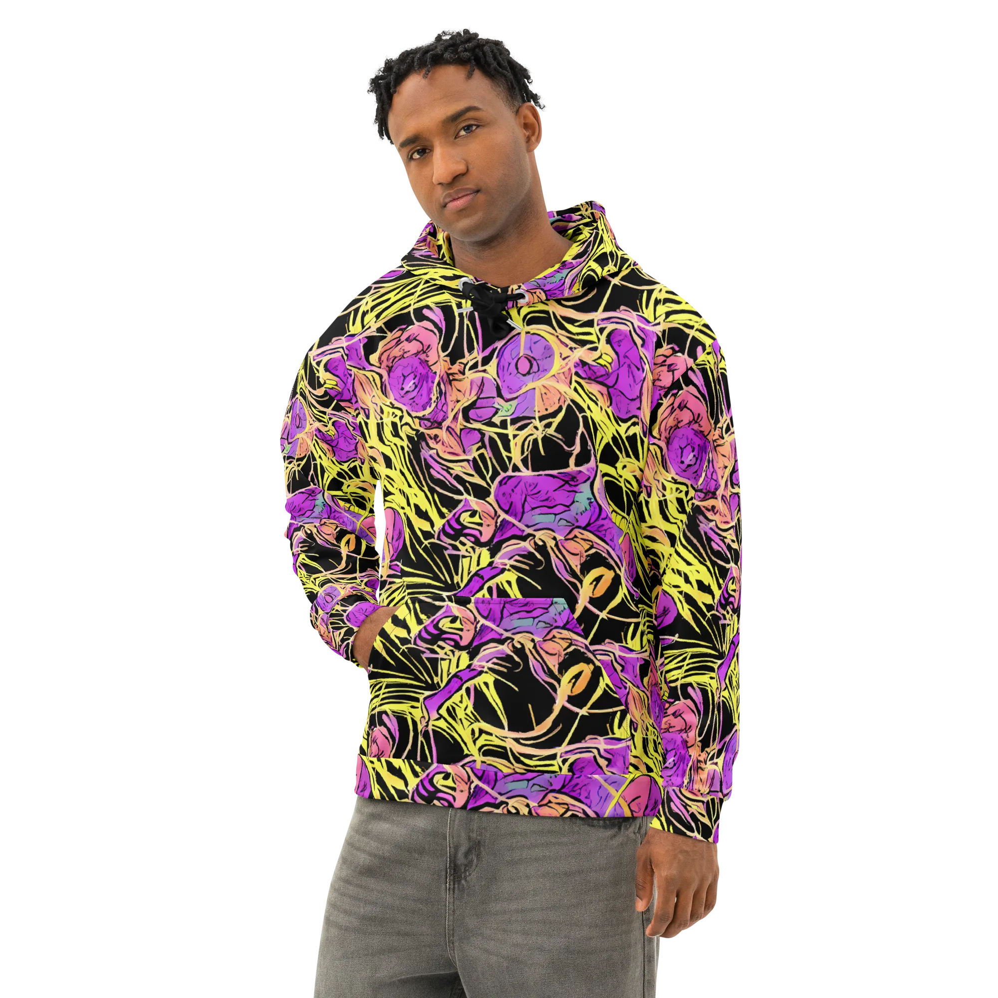 Midnight Tropics on Cotton Hoodie — Left Front