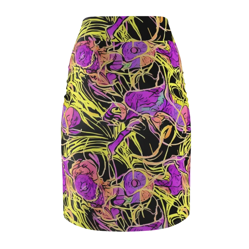 Midnight Tropics on Pencil Skirt — Back
