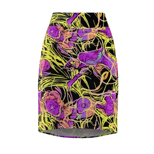 Midnight Tropics on a Pencil Skirt