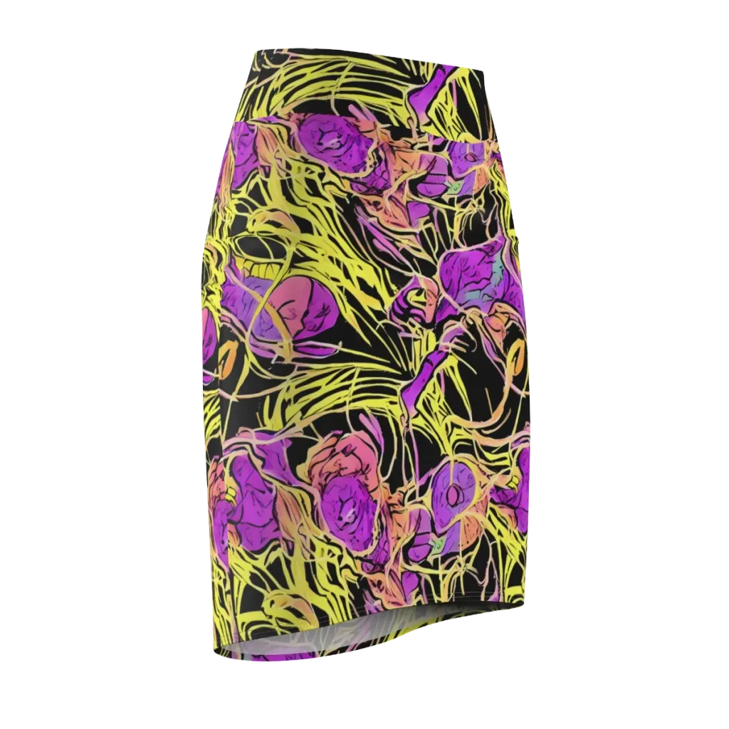 Midnight Tropics on Pencil Skirt — Front Side